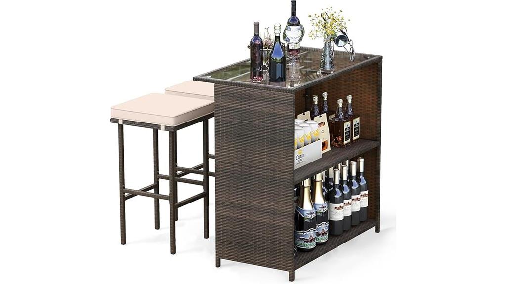 three piece patio bar set