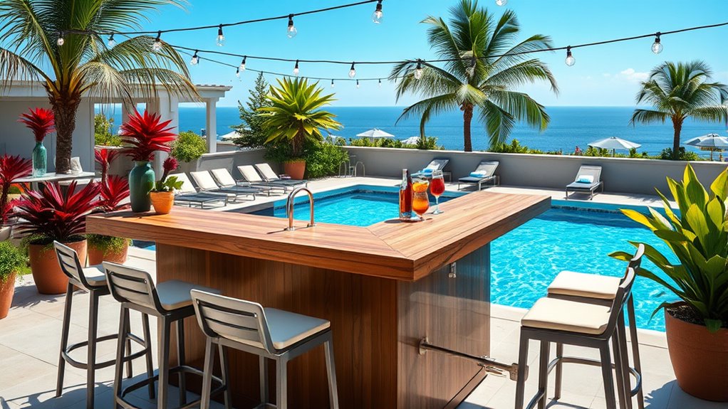 top poolside outdoor bar sets
