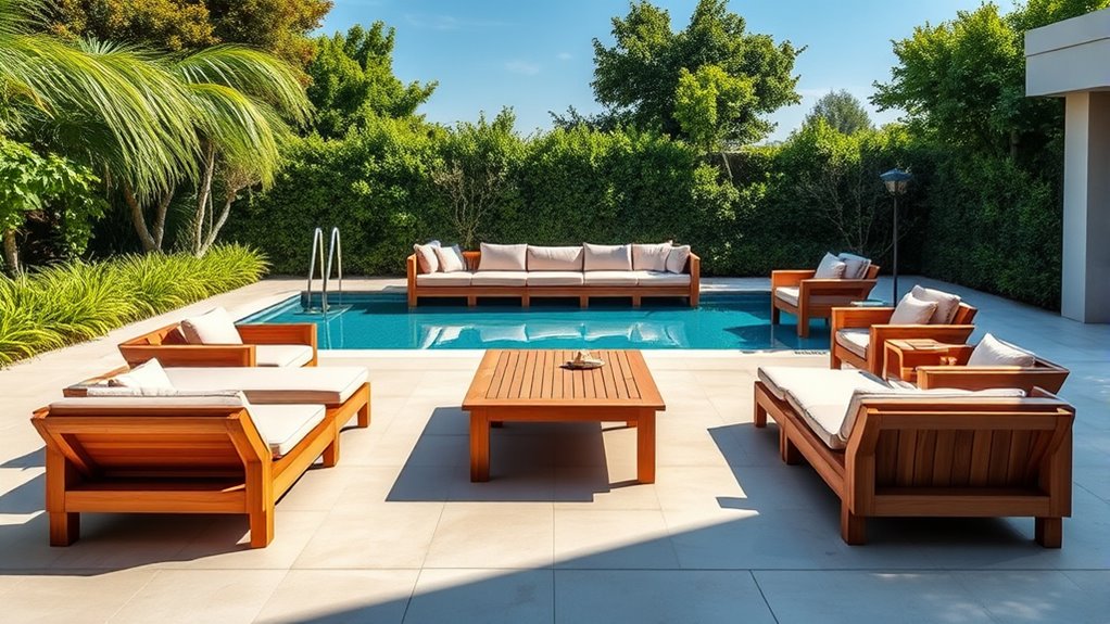 top poolside teak sets