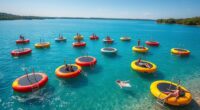 top water trampolines with ladders