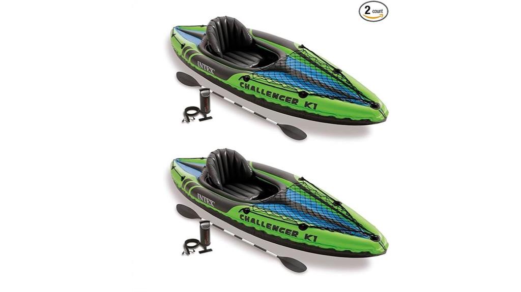 two inflatable kayaks pack