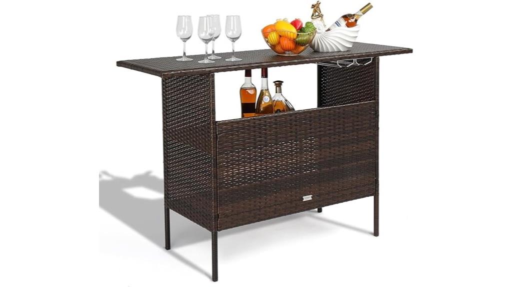 wicker outdoor bar table