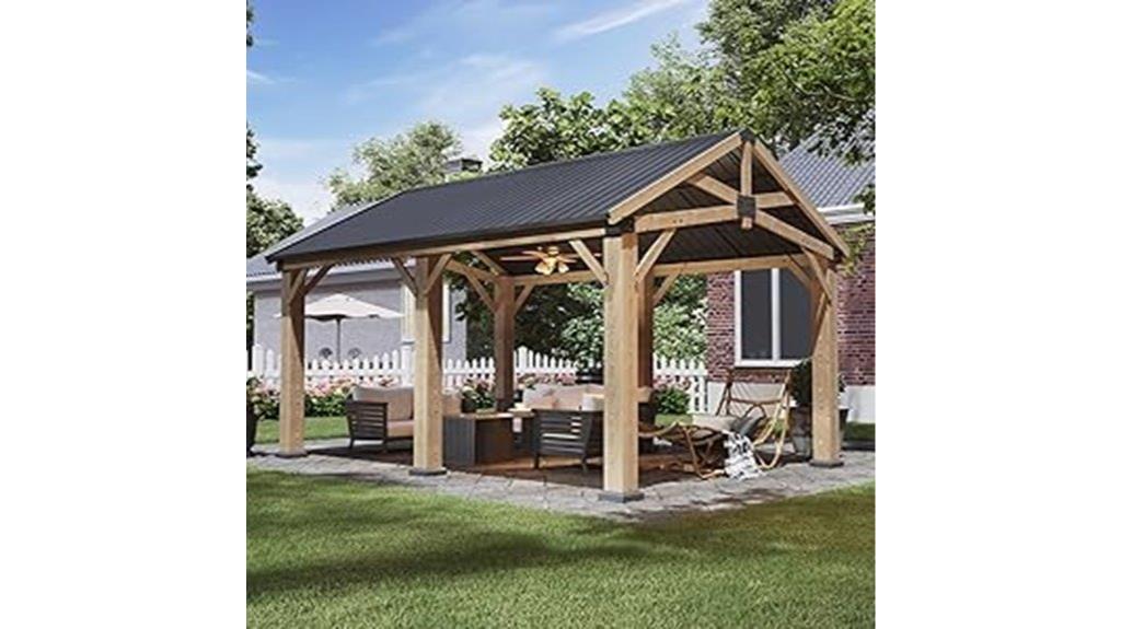 wood gazebo steel roof