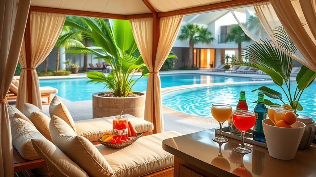 cabanas with food service