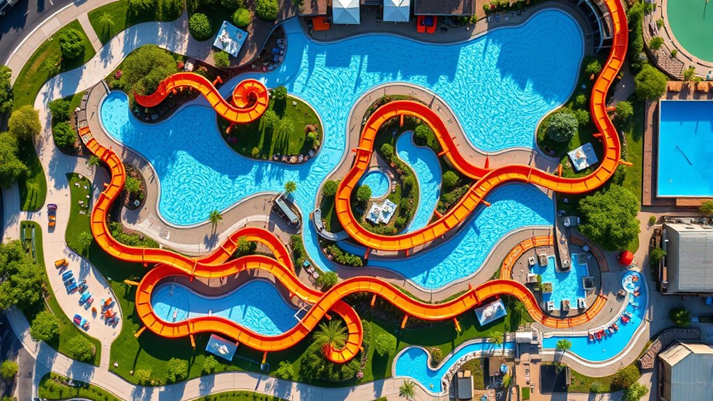 park zones with thrill rides