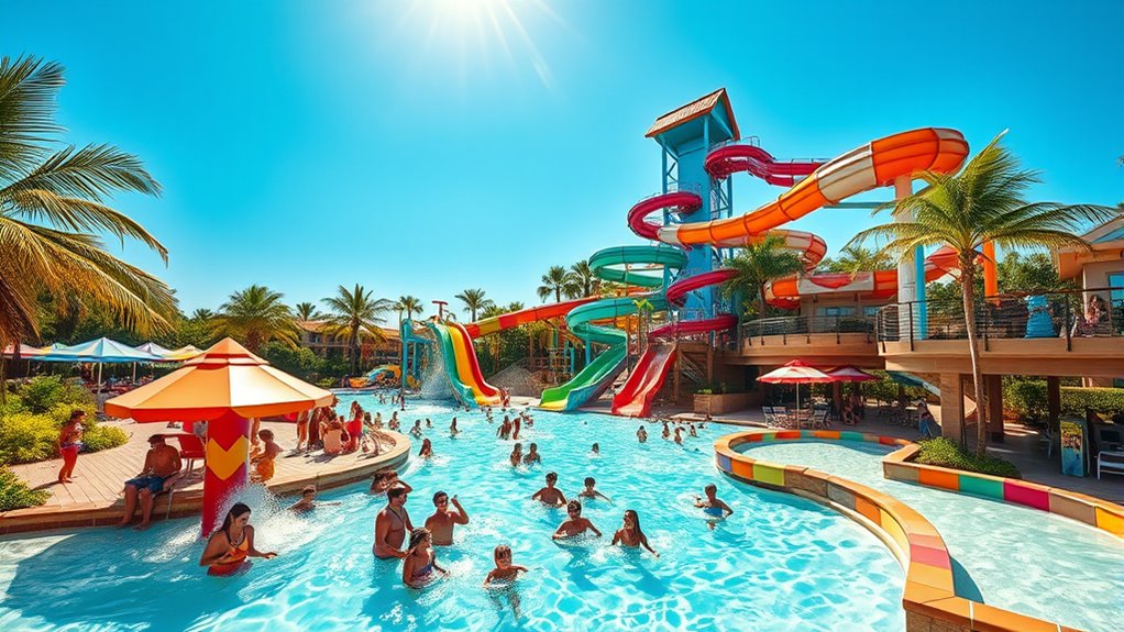 summer water park crowds