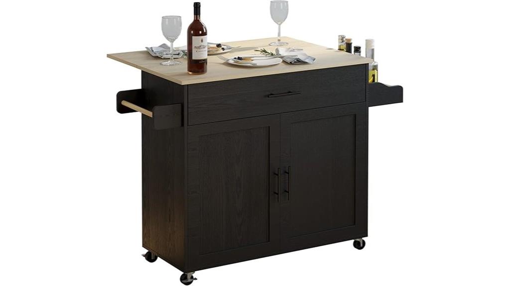 black rolling kitchen island