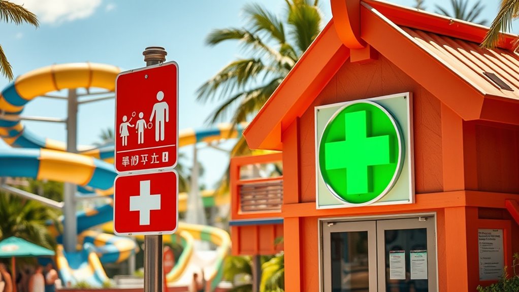 clear visible standardized emergency signage