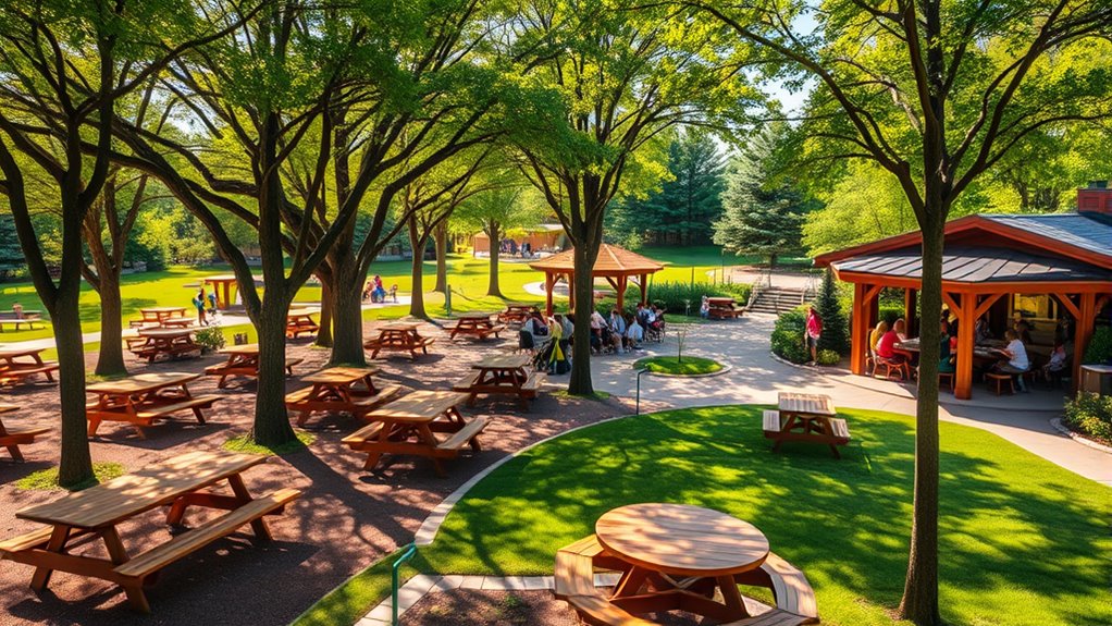 dining options and picnic areas