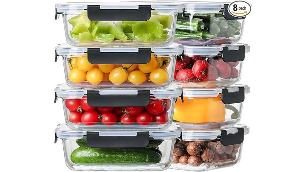 eight glass meal containers