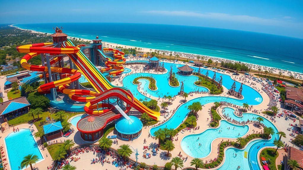 exciting water slides and features