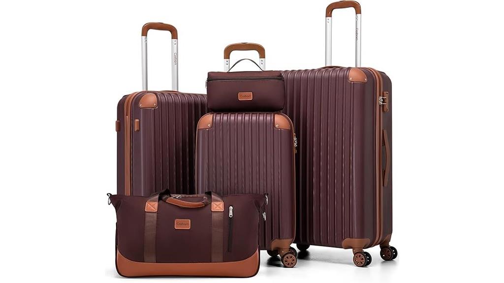 five piece rolling suitcase set