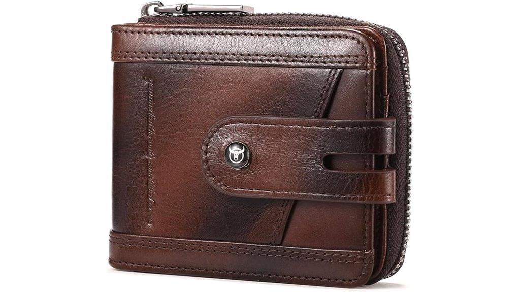 genuine leather wallet with zipper