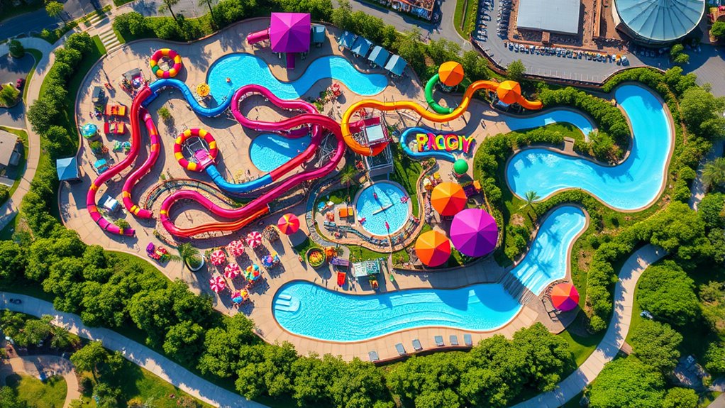 hilly park with zones