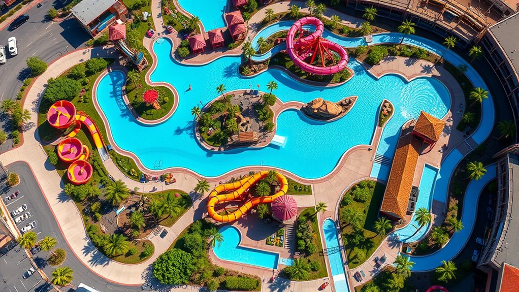 interconnected themed water zones