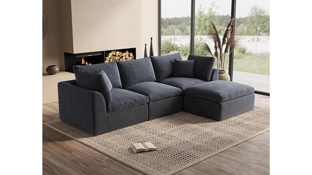 large grey modular couch