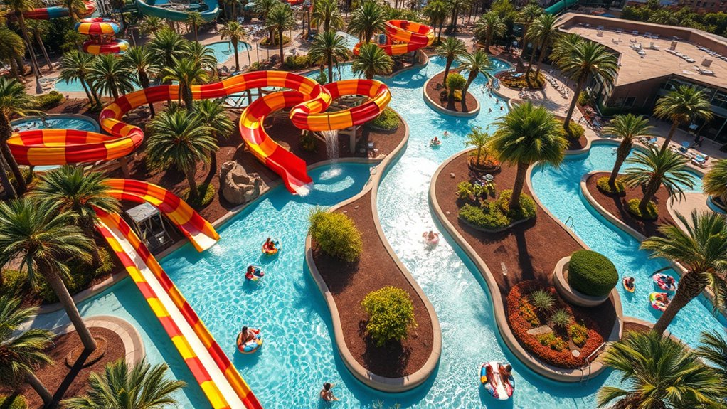 lazy rivers and water slides