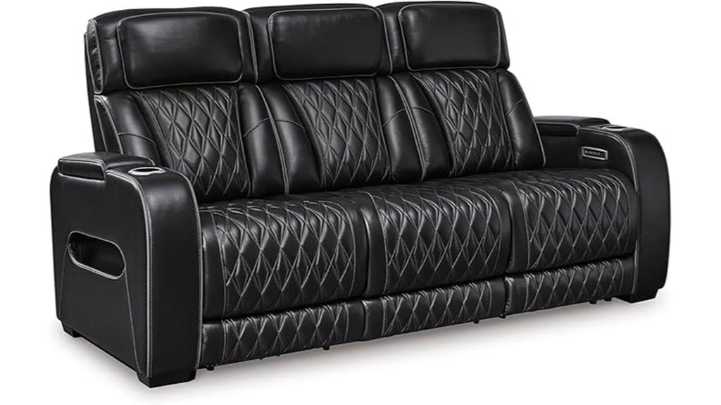 leather reclining sofa with features