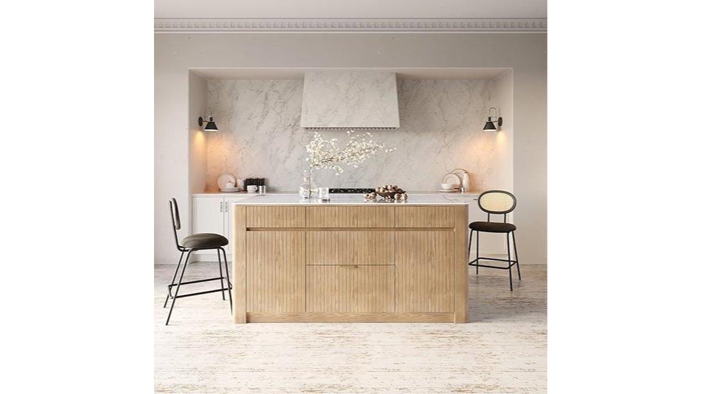 modern wood island with storage