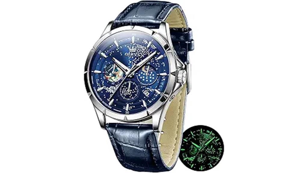 moon phase luminous watch