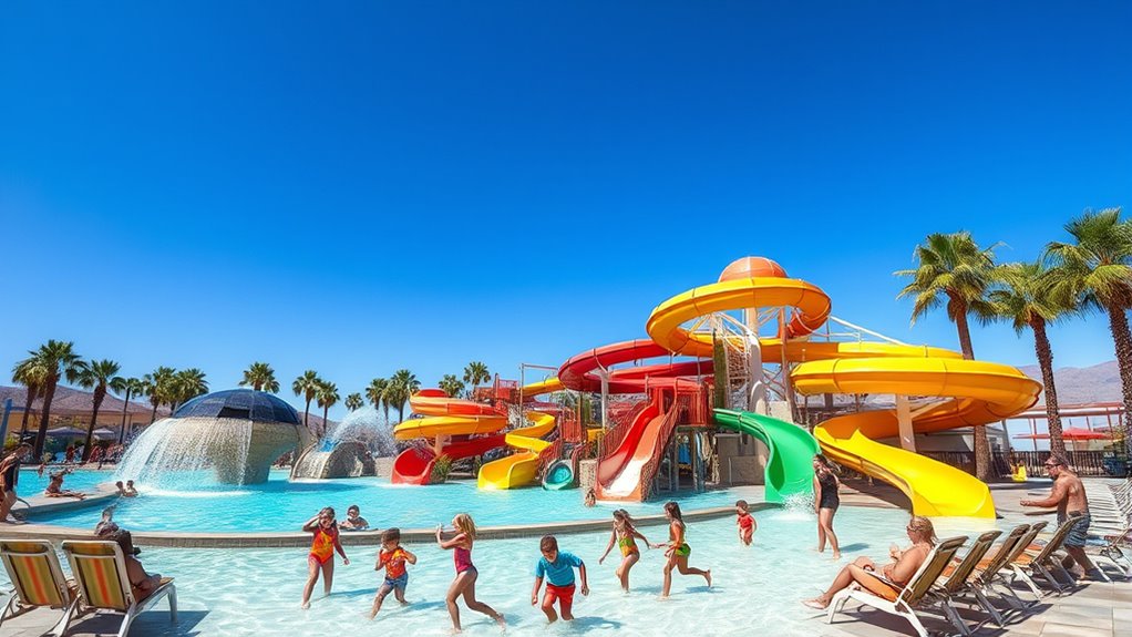 outdoor pool with slides