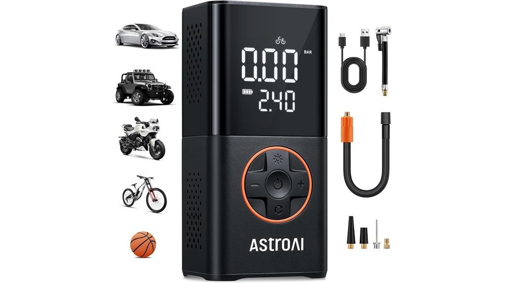 portable dual display tire inflator