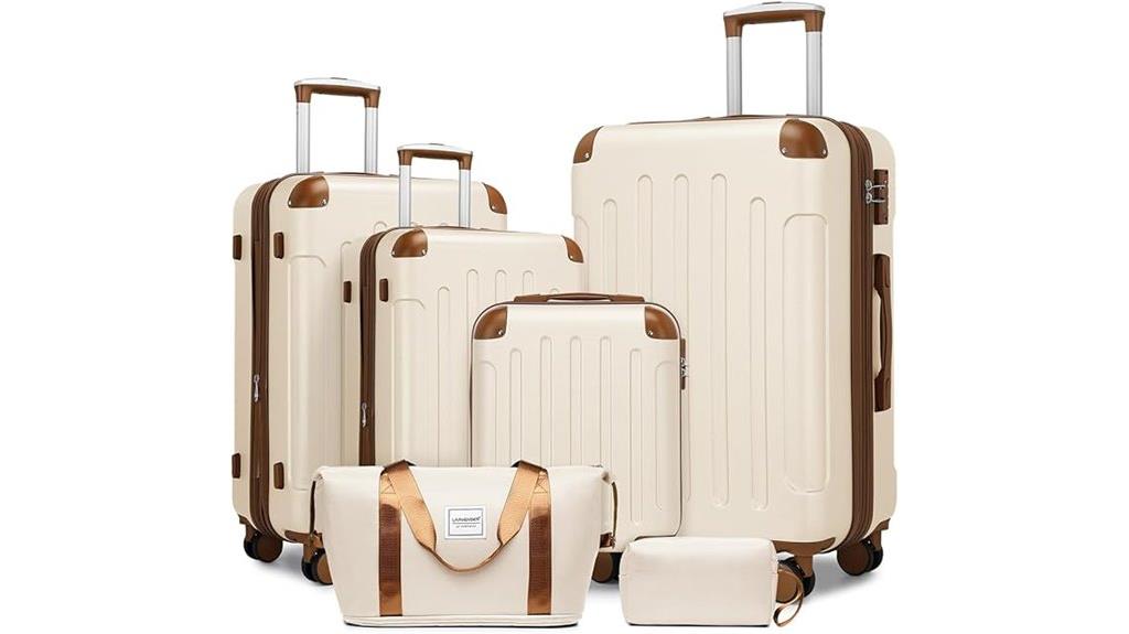 six piece expandable luggage