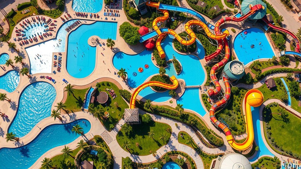 themed zones with attractions