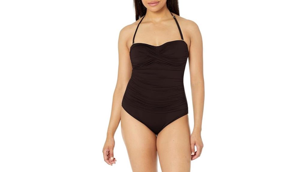 twist front shirred swimsuit