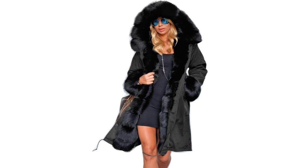 warm fleece fur hooded parka