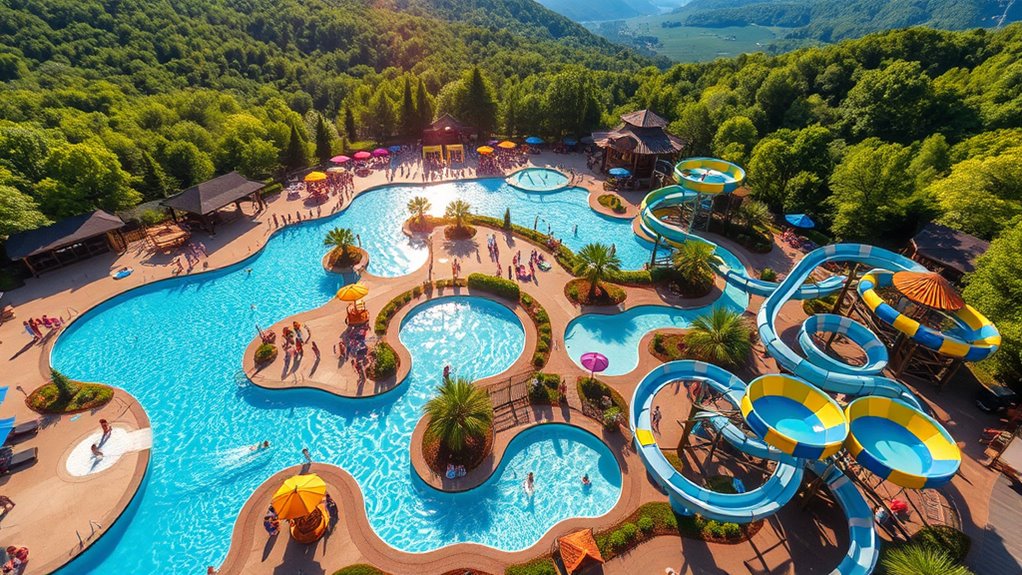 water park with obstacle course