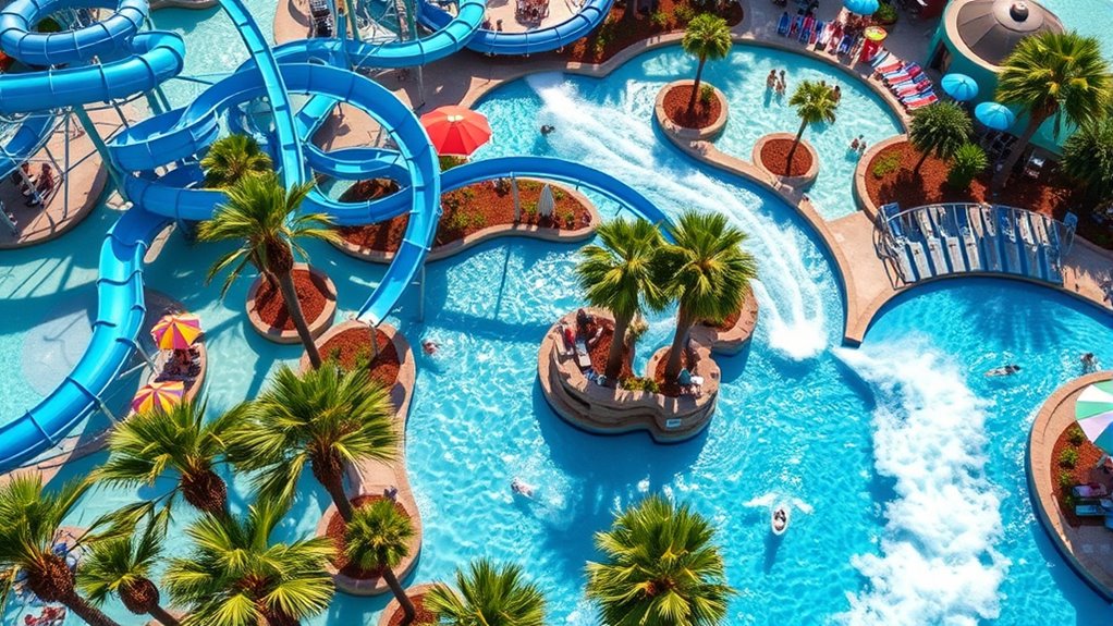 water park with thrilling slides