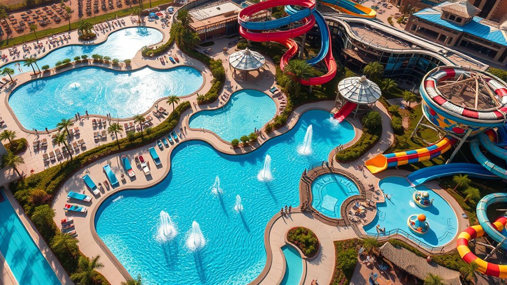 water parks size rides attractions