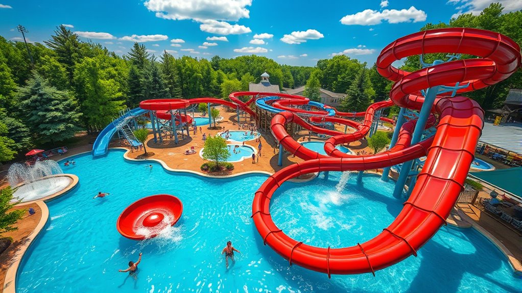 water slides and wave pools