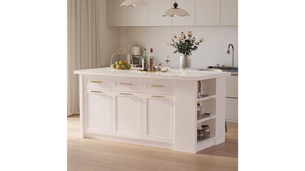 white kitchen island storage