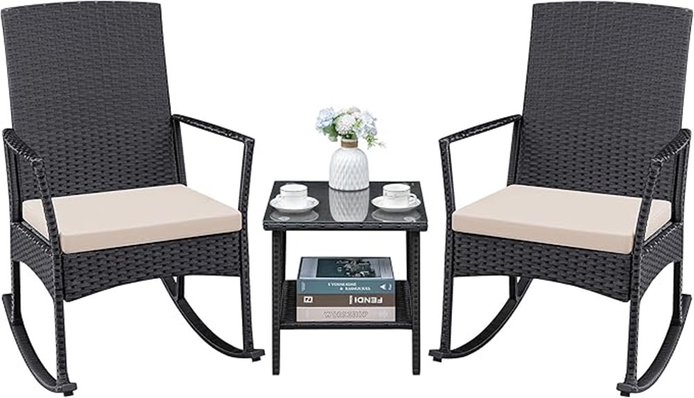 wicker rocking chair set