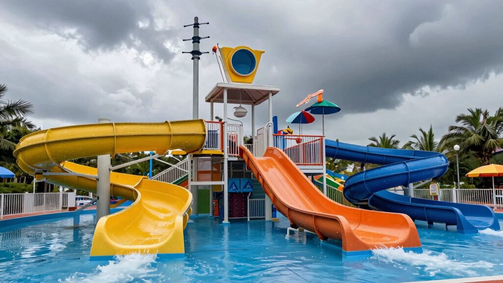 close attractions during lightning