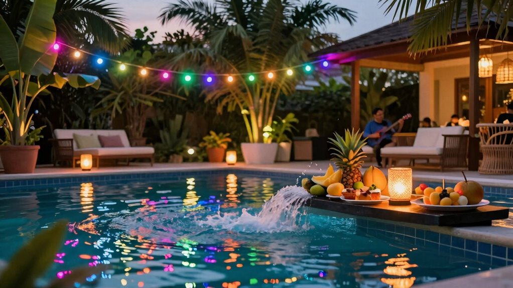 create cozy poolside atmosphere