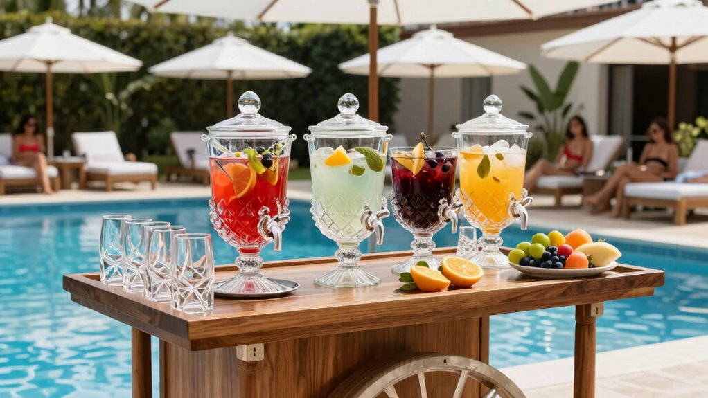 elegant poolside beverage stations