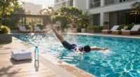 hotel pool morning workout