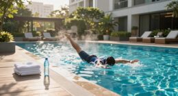 hotel pool morning workout