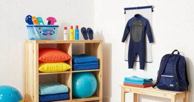 organized family swim storage