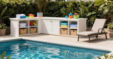 organized poolside family storage
