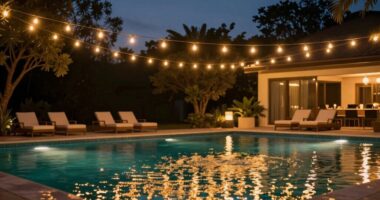 pool ambiance with lighting