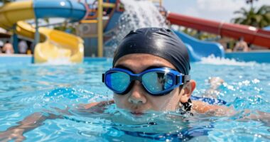 protects eyes during swimming