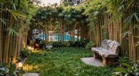 secluded poolside relaxation area