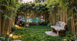 secluded poolside relaxation area