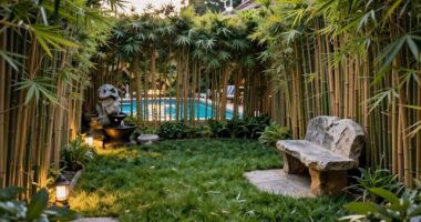secluded poolside relaxation area