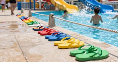secure flip flops at water park