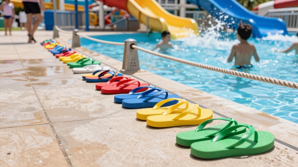 secure flip flops at water park